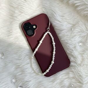 Elegant Pearl & Natural Stone Beaded Phone Charm Elastic Wristlet Functional